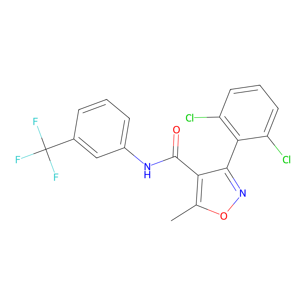 3-(2,6-dichlorophenyl)-5-methyl-N-[3-(trifluoromethyl)phenyl]-1,2-oxazole-4-carboxamide molecular structure, CAS 84896-49-1