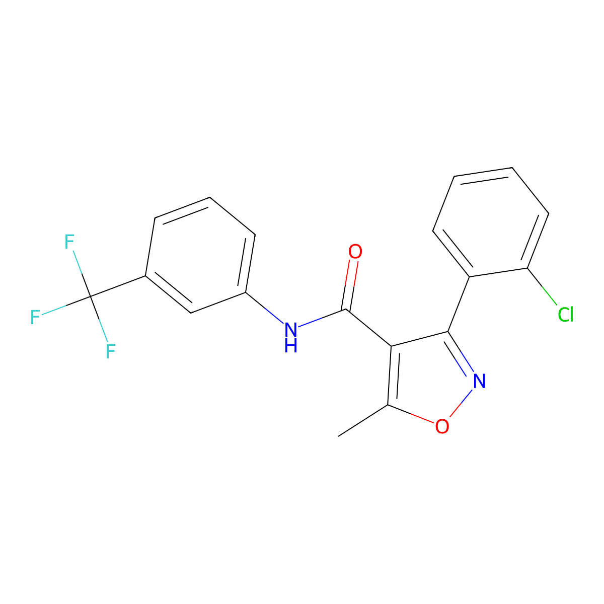 3-(2-chlorophenyl)-5-methyl-N-[3-(trifluoromethyl)phenyl]-1,2-oxazole-4-carboxamide molecular structure, CAS 84896-50-4