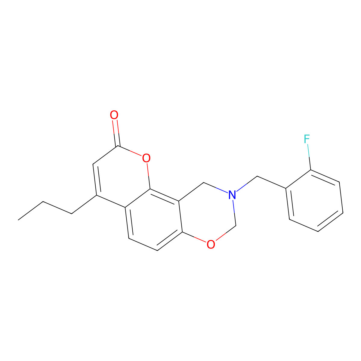 9-(2-fluorobenzyl)-4-propyl-9,10-dihydro-2H,8H-chromeno[8,7-e][1,3]oxazin-2-one molecular structure, CAS 848986-34-5