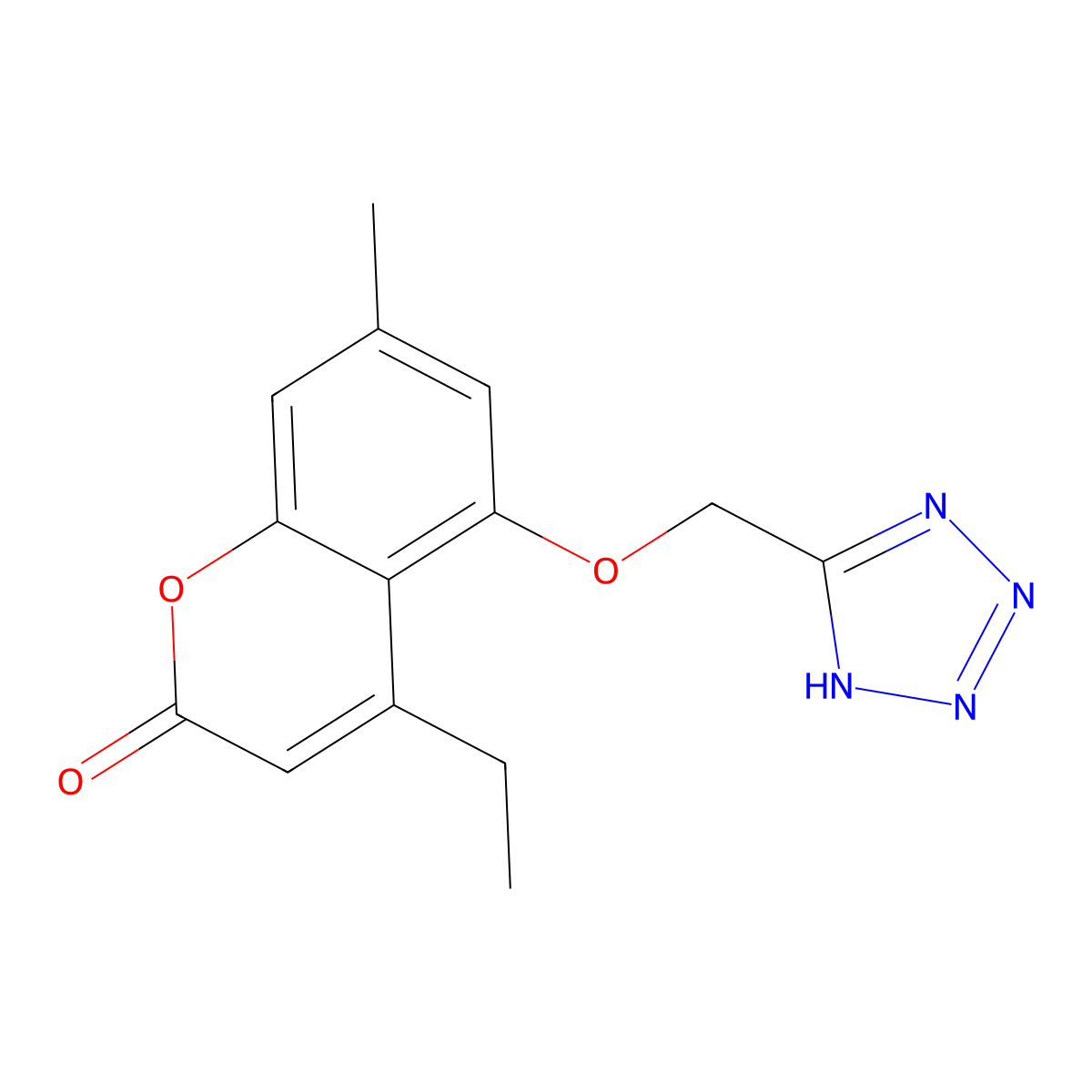 4-ethyl-7-methyl-5-(1H-tetrazol-5-ylmethoxy)-2H-chromen-2-one molecular structure, CAS 848986-52-7