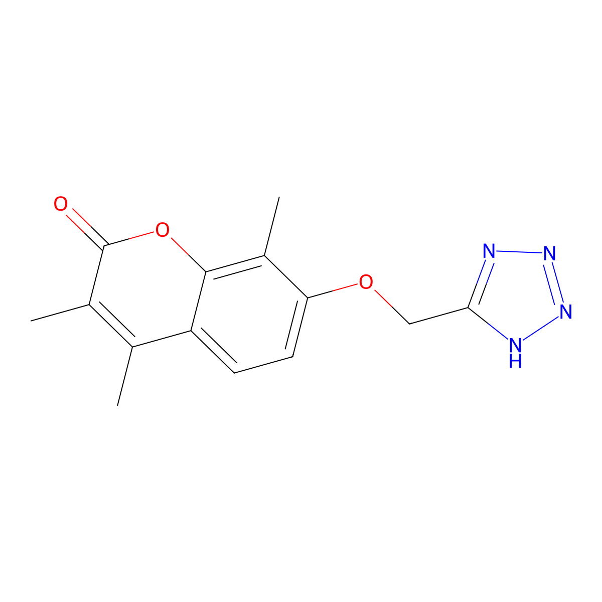 3,4,8-trimethyl-7-(1H-tetrazol-5-ylmethoxy)-2H-chromen-2-one molecular structure, CAS 848986-81-2