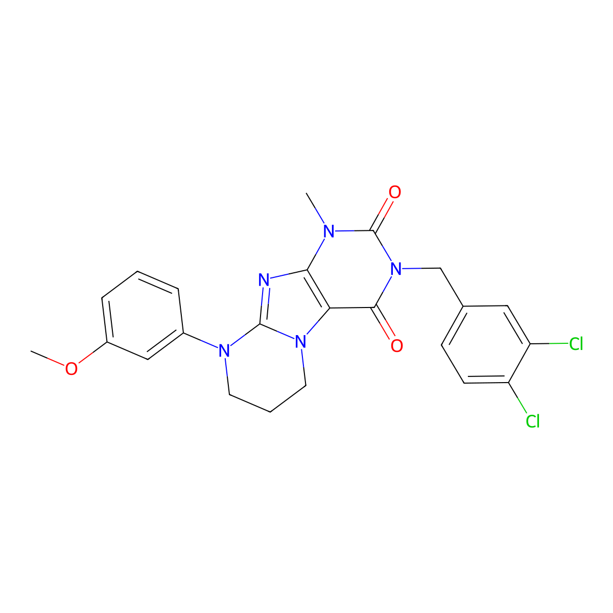 3-[(3,4-dichlorophenyl)methyl]-9-(3-methoxyphenyl)-1-methyl-7,8-dihydro-6H-purino[7,8-a]pyrimidine-2,4-dione molecular structure, CAS 848987-51-9
