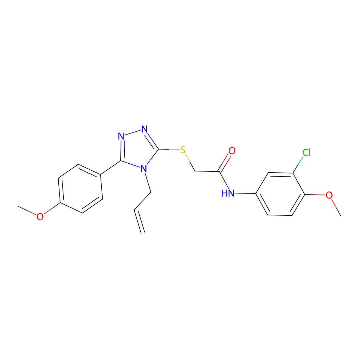 N-(3-chloro-4-methoxyphenyl)-2-{[5-(4-methoxyphenyl)-4-(prop-2-en-1-yl)-4H-1,2,4-triazol-3-yl]sulfanyl}acetamide molecular structure, CAS 848988-52-3