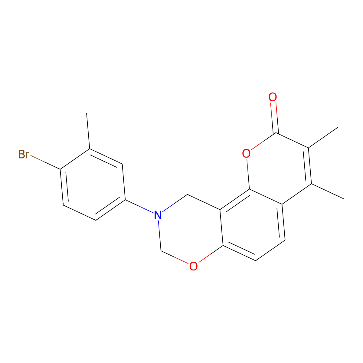 9-(4-bromo-3-methylphenyl)-3,4-dimethyl-9,10-dihydro-2H,8H-chromeno[8,7-e][1,3]oxazin-2-one molecular structure, CAS 848989-66-2