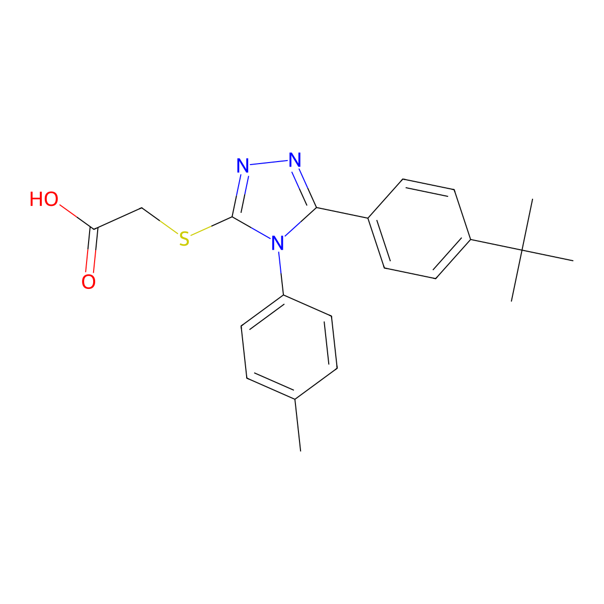 2-{[5-(4-tert-butylphenyl)-4-(4-methylphenyl)-4H-1,2,4-triazol-3-yl]sulfanyl}acetic acid molecular structure, CAS 848989-94-6
