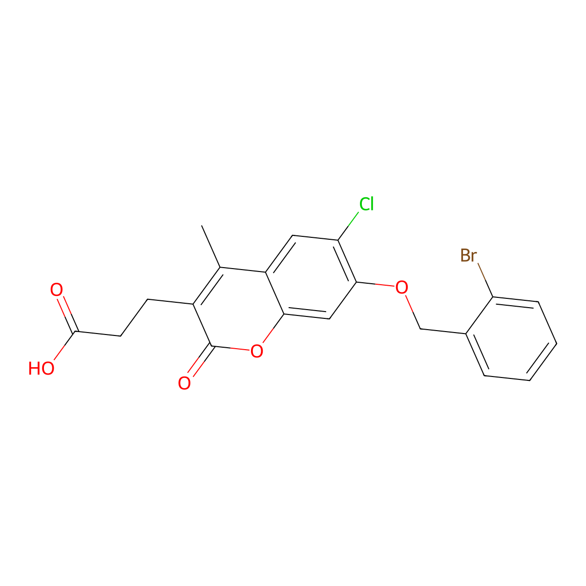 3-{7-[(2-bromobenzyl)oxy]-6-chloro-4-methyl-2-oxo-2H-chromen-3-yl}propanoic acid molecular structure, CAS 848990-37-4