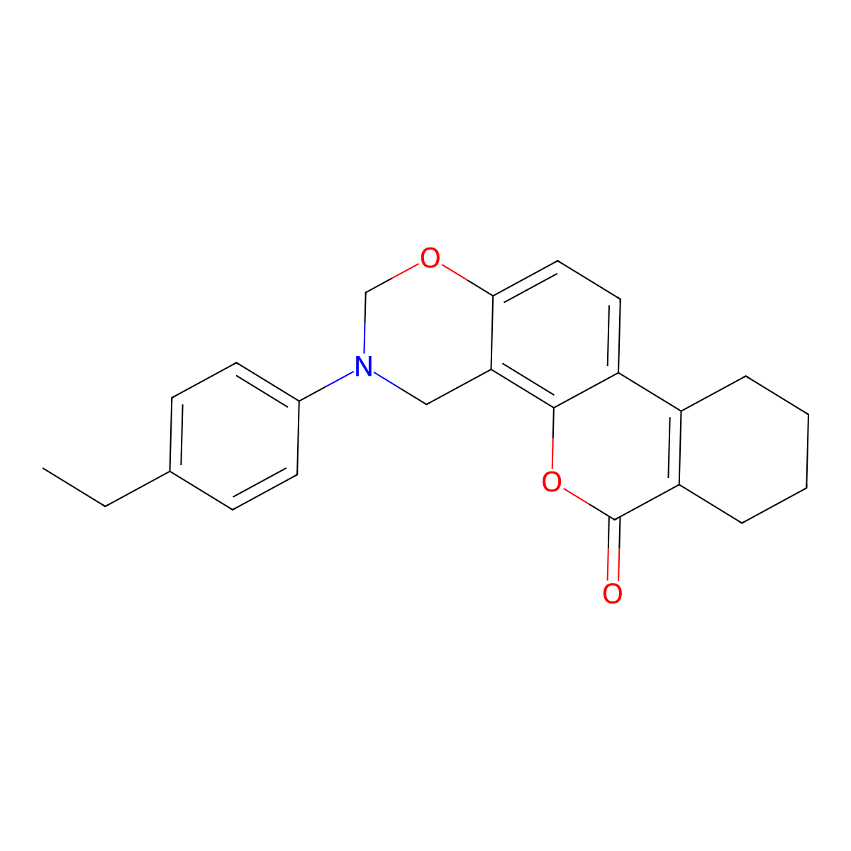 3-(4-ethylphenyl)-3,4,7,8,9,10-hexahydro-2H,6H-benzo[3,4]chromeno[8,7-e][1,3]oxazin-6-one molecular structure, CAS 848993-92-0