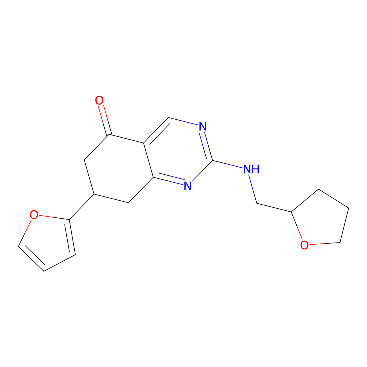7-(2-Furyl)-2-[(oxolan-2-ylmethyl)amino]-6,7,8-trihydroquinazolin-5-one molecular structure, CAS 848994-31-0