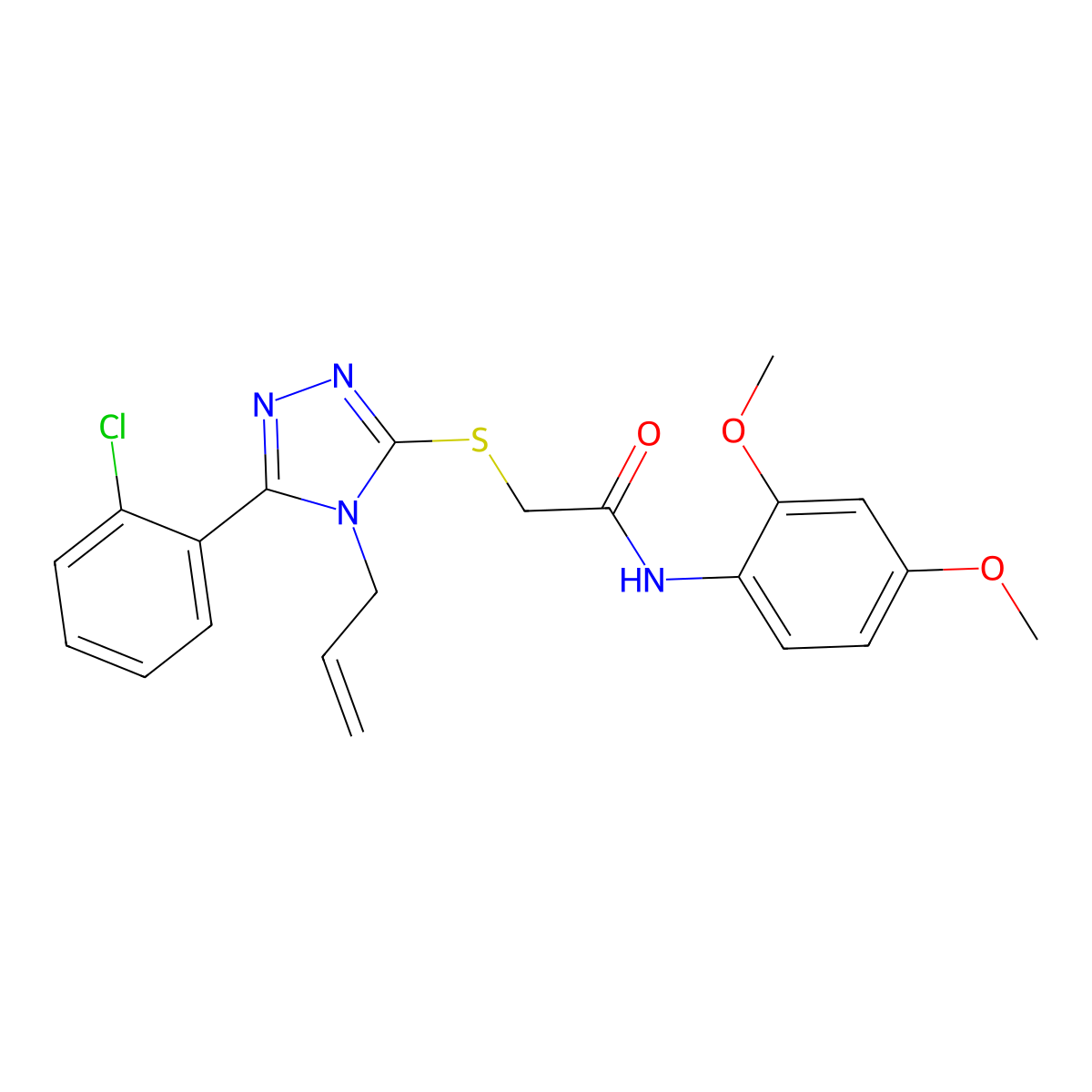2-[[5-(2-chlorophenyl)-4-prop-2-enyl-1,2,4-triazol-3-yl]sulfanyl]-N-(2,4-dimethoxyphenyl)acetamide molecular structure, CAS 848994-51-4