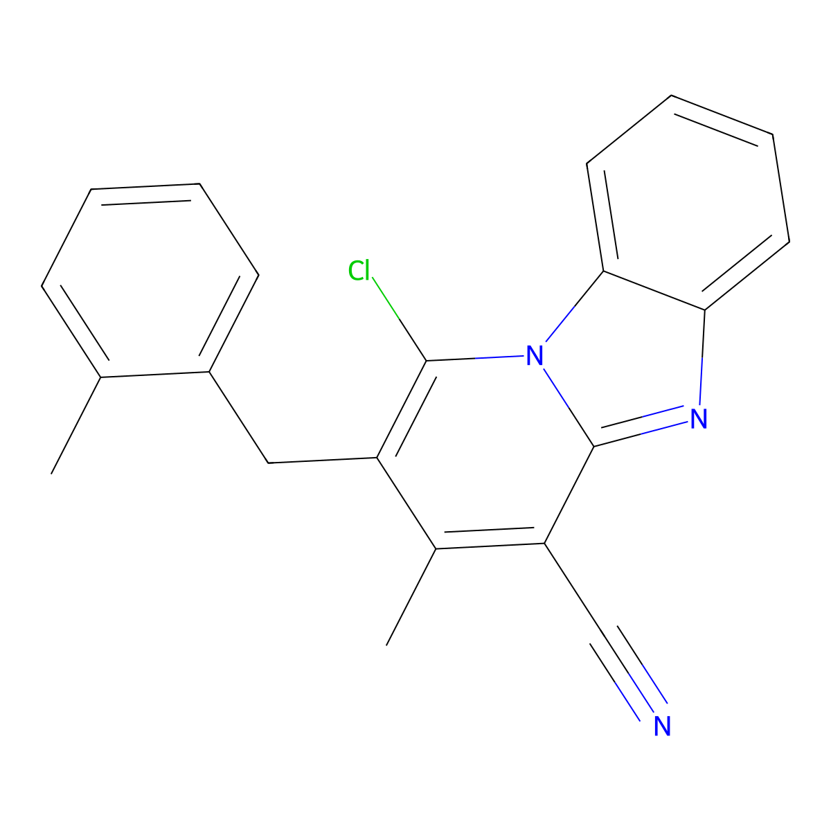 1-Chloro-3-methyl-2-(2-methylbenzyl)pyrido[1,2-a]benzimidazole-4-carbonitrile molecular structure, CAS 848994-68-3
