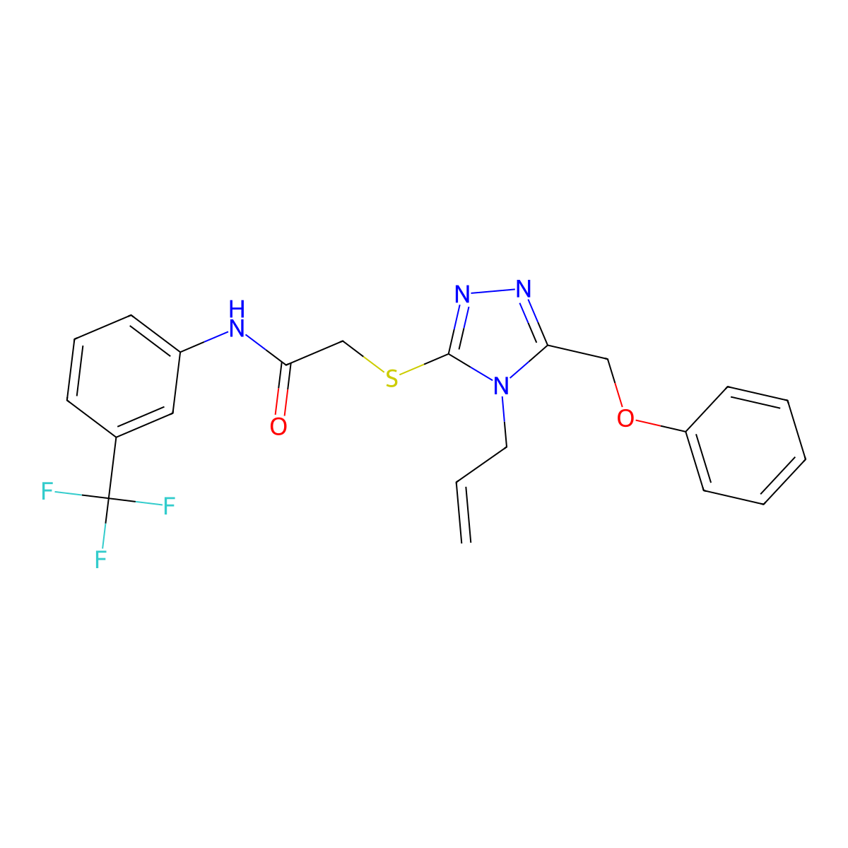 2-{[5-(phenoxymethyl)-4-(prop-2-en-1-yl)-4H-1,2,4-triazol-3-yl]sulfanyl}-N-[3-(trifluoromethyl)phenyl]acetamide molecular structure, CAS 848995-72-2