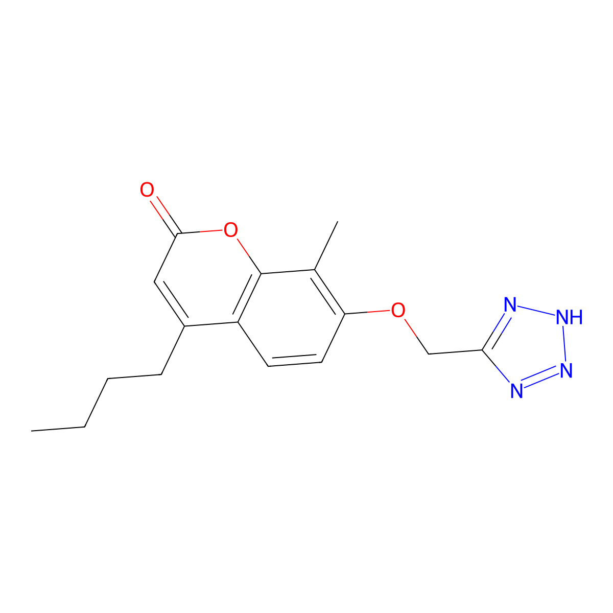 4-butyl-8-methyl-7-(2H-tetrazol-5-ylmethoxy)chromen-2-one molecular structure, CAS 848995-81-3