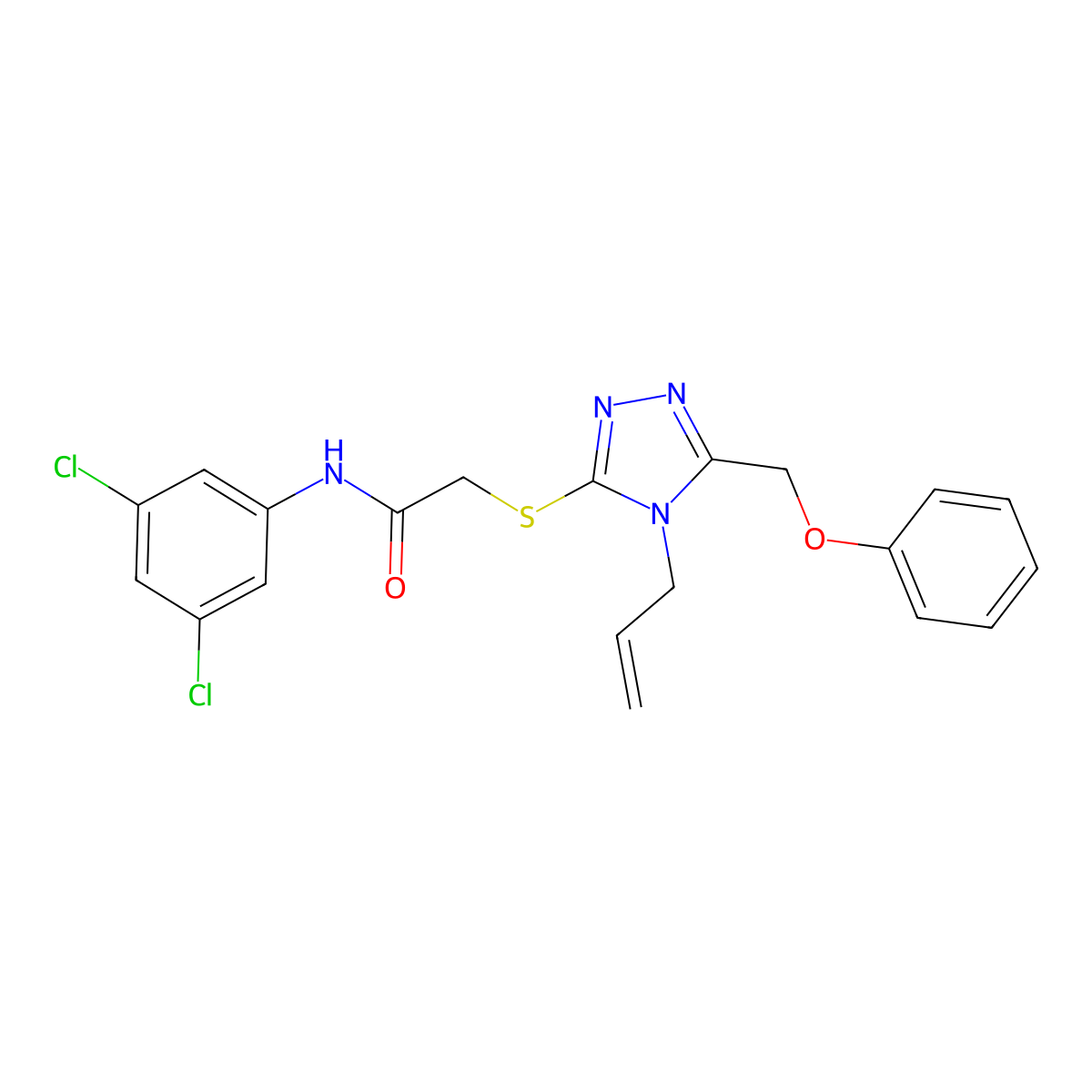 N-(3,5-dichlorophenyl)-2-{[5-(phenoxymethyl)-4-(prop-2-en-1-yl)-4H-1,2,4-triazol-3-yl]sulfanyl}acetamide molecular structure, CAS 848998-44-7