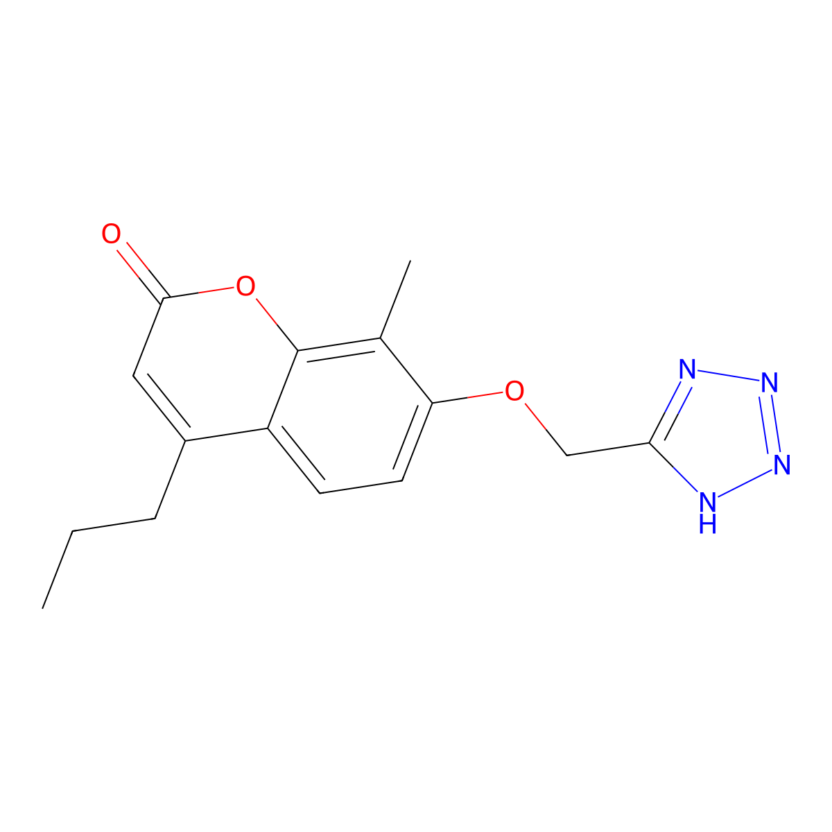 8-methyl-4-propyl-7-(2H-tetrazol-5-ylmethoxy)chromen-2-one molecular structure, CAS 848999-47-3