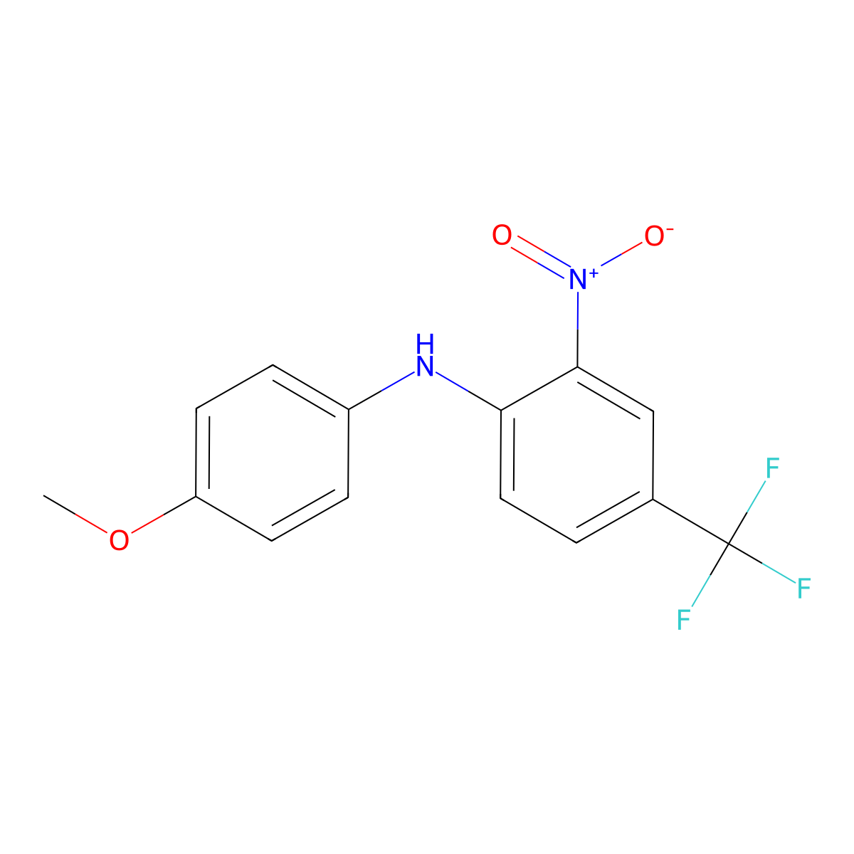 N-(4-methoxyphenyl)-2-nitro-4-(trifluoromethyl)aniline molecular structure, CAS 849-58-1