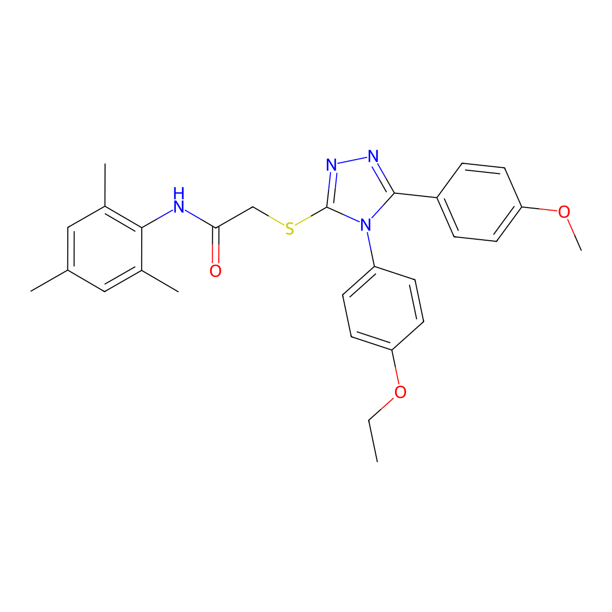 2-{[4-(4-ethoxyphenyl)-5-(4-methoxyphenyl)-4H-1,2,4-triazol-3-yl]sulfanyl}-N-(2,4,6-trimethylphenyl)acetamide molecular structure, CAS 849000-02-8