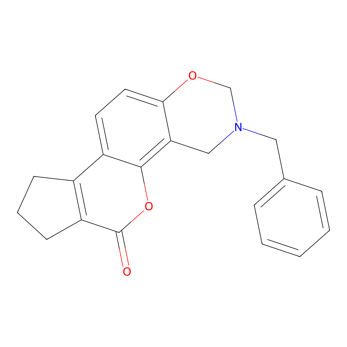 3-benzyl-3,4,8,9-tetrahydro-2H-cyclopenta[3,4]chromeno[8,7-e][1,3]oxazin-6(7H)-one molecular structure, CAS 849000-21-1