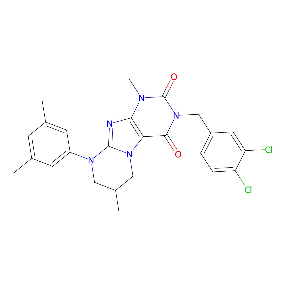 3-[(3,4-dichlorophenyl)methyl]-9-(3,5-dimethylphenyl)-1,7-dimethyl-7,8-dihydro-6H-purino[7,8-a]pyrimidine-2,4-dione molecular structure, CAS 849000-40-4