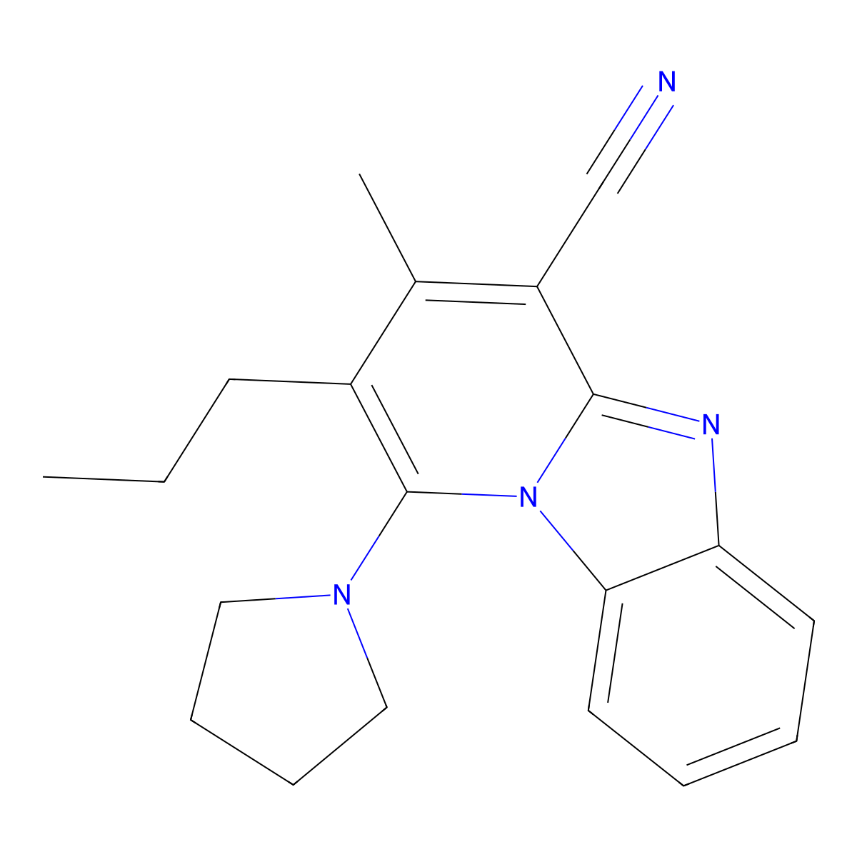 3-Methyl-2-propyl-1-pyrrolidin-1-ylpyrido[1,2-a]benzimidazole-4-carbonitrile molecular structure, CAS 849000-97-1