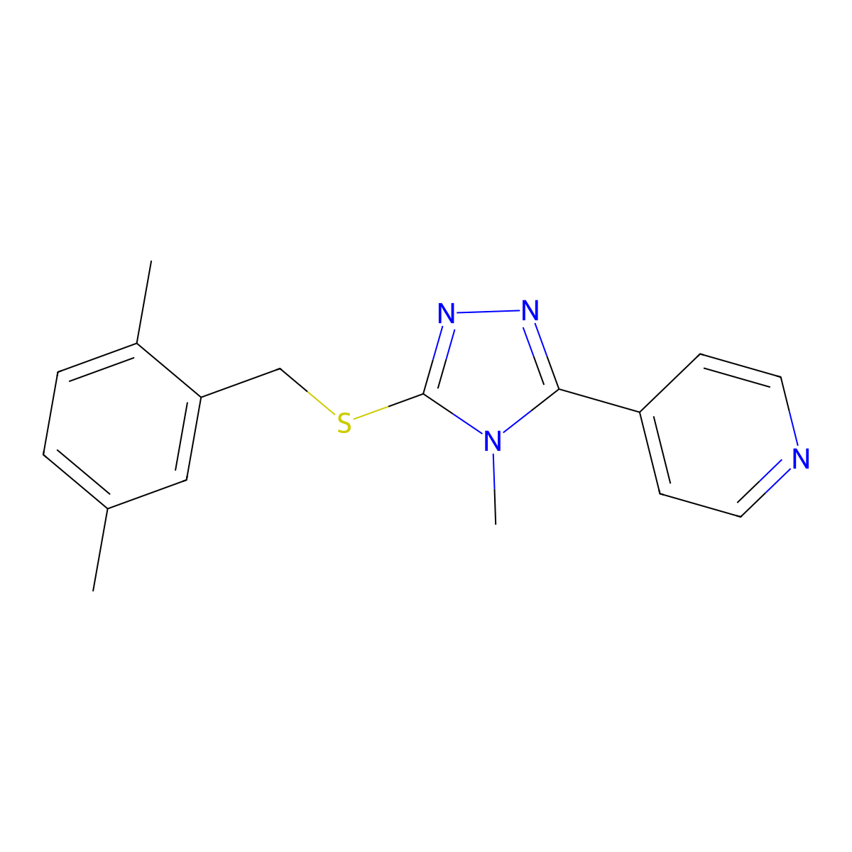 3-[(2,5-Dimethylphenyl)methylthio]-4-methyl-5-(4-pyridyl)-1,2,4-triazole molecular structure, CAS 849001-08-7