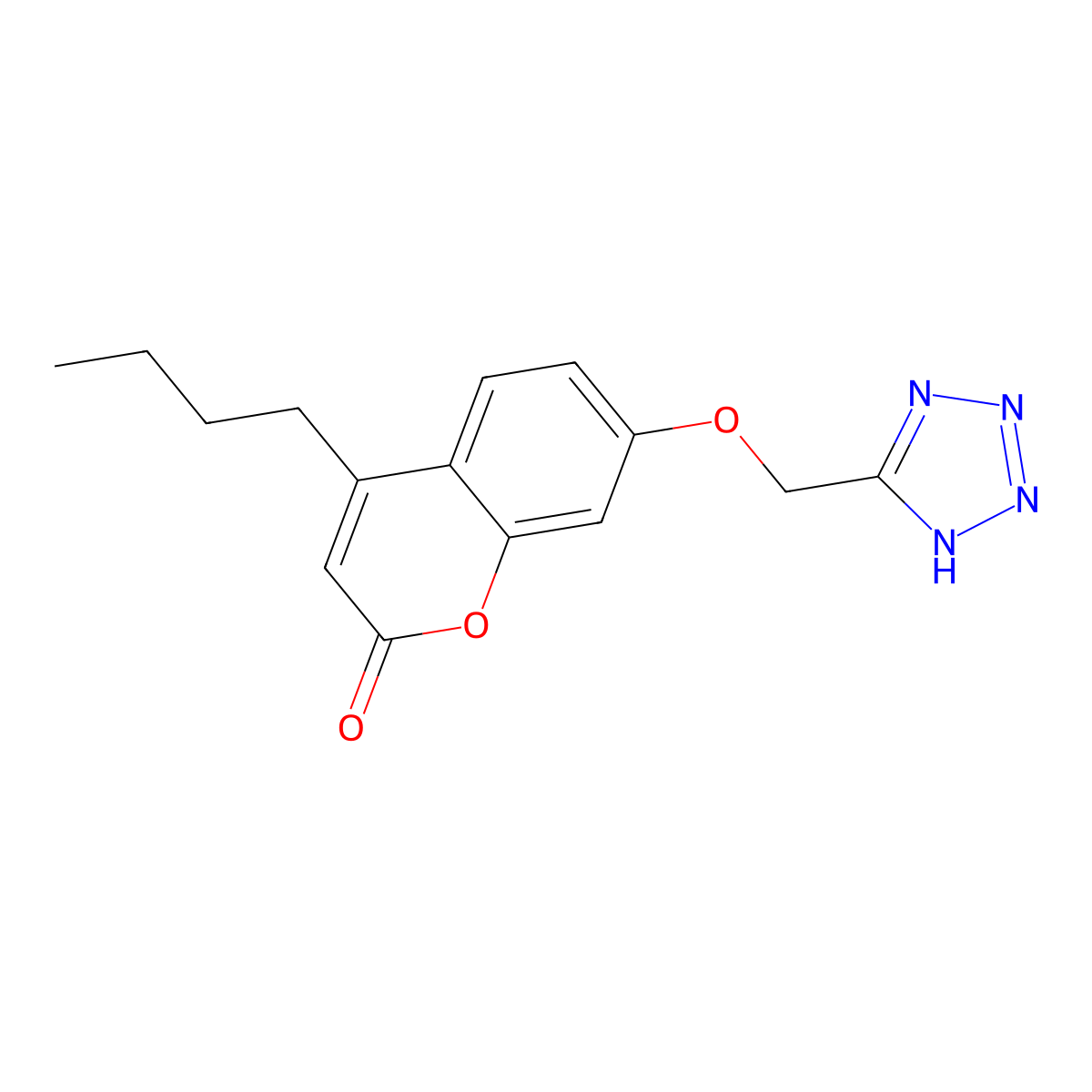 4-butyl-7-(2H-tetrazol-5-ylmethoxy)chromen-2-one molecular structure, CAS 849001-36-1