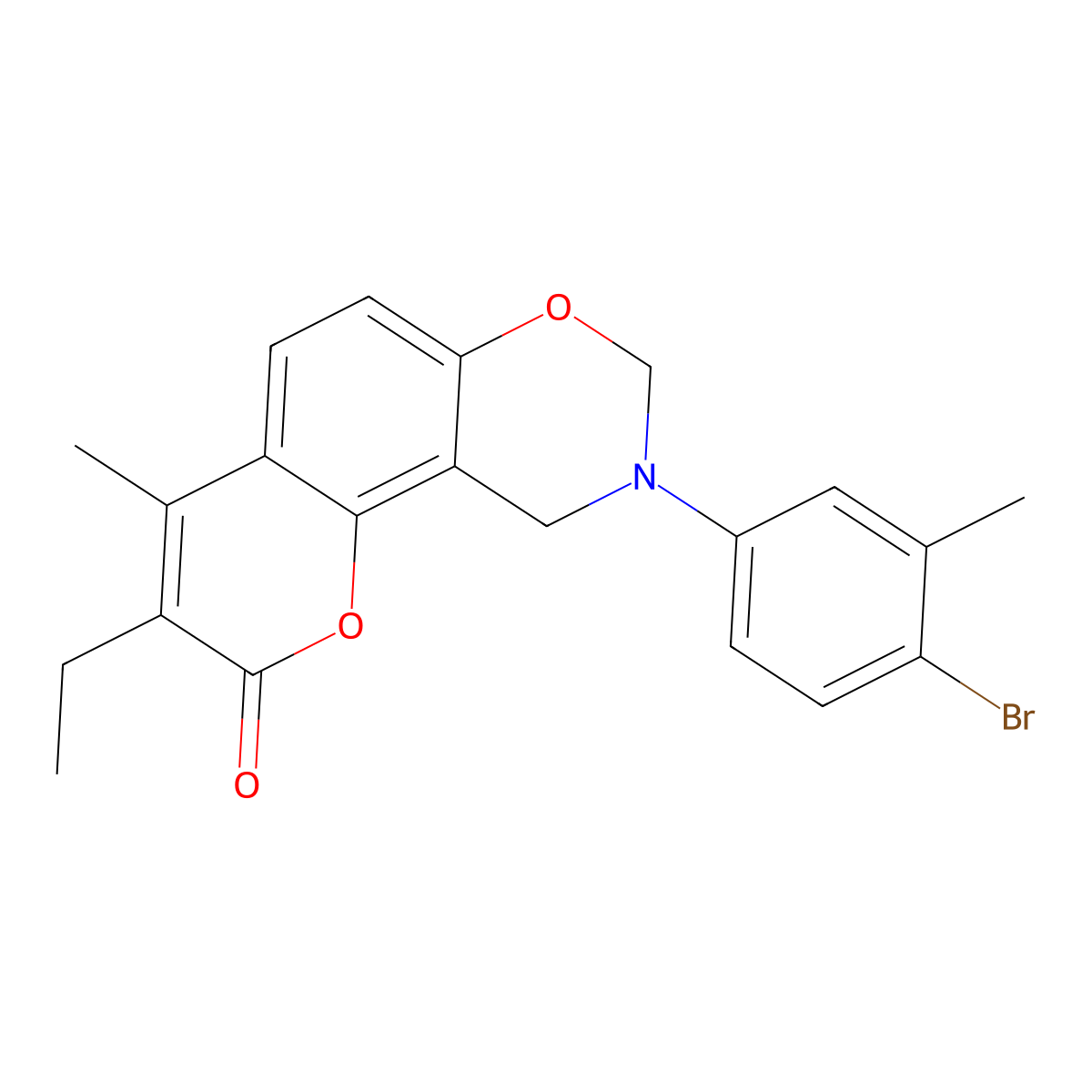 9-(4-bromo-3-methylphenyl)-3-ethyl-4-methyl-9,10-dihydro-2H,8H-chromeno[8,7-e][1,3]oxazin-2-one molecular structure, CAS 849002-50-2