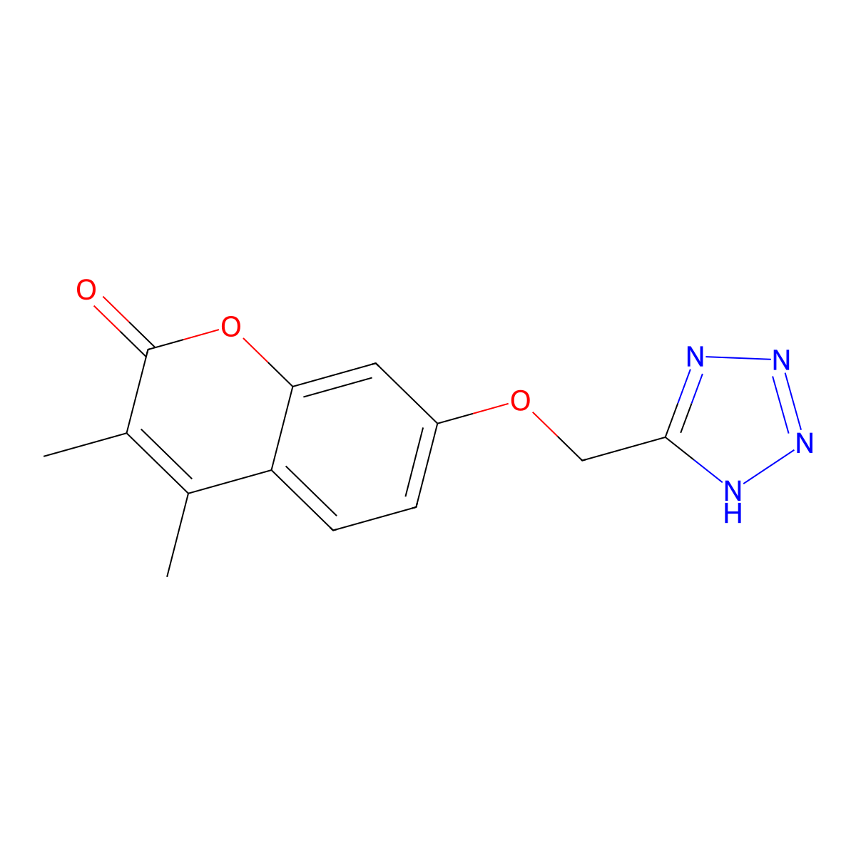3,4-dimethyl-7-(1H-tetrazol-5-ylmethoxy)-2H-chromen-2-one molecular structure, CAS 849004-88-2