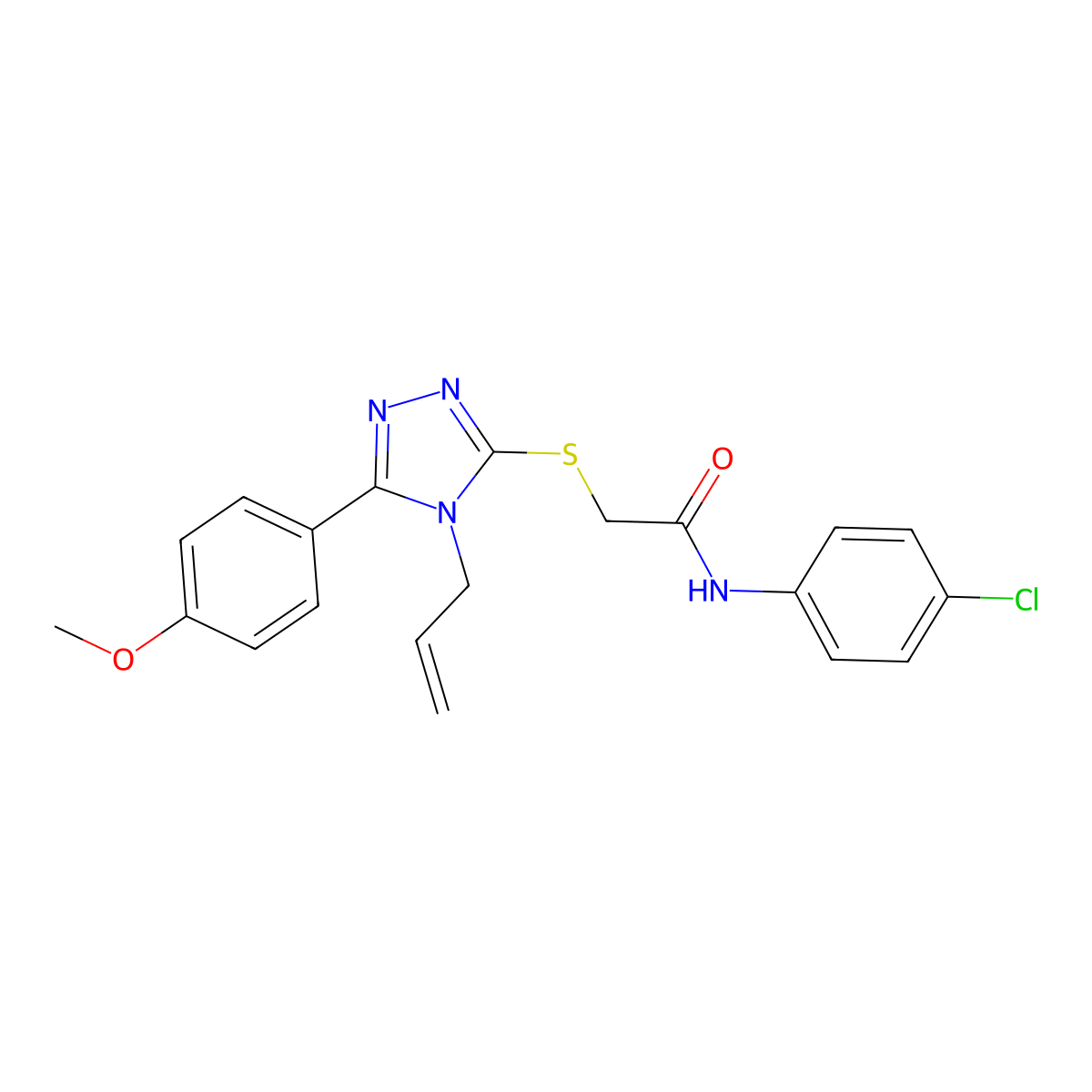 N-(4-chlorophenyl)-2-{[5-(4-methoxyphenyl)-4-(prop-2-en-1-yl)-4H-1,2,4-triazol-3-yl]sulfanyl}acetamide molecular structure, CAS 849005-41-0