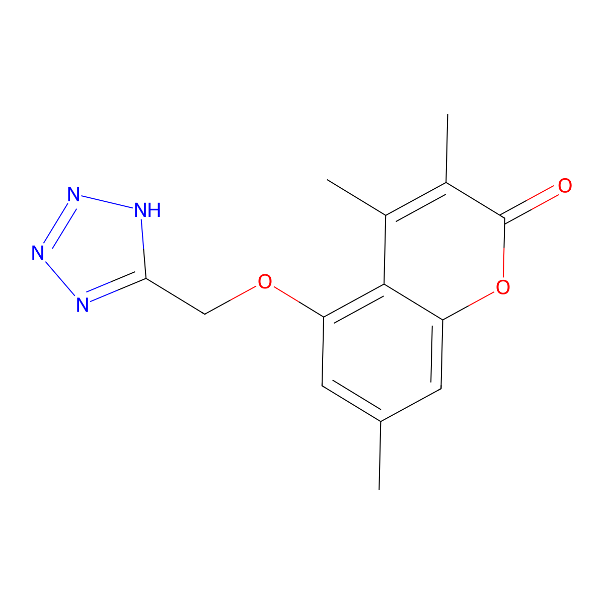 3,4,7-trimethyl-5-(1H-tetrazol-5-ylmethoxy)-2H-chromen-2-one molecular structure, CAS 849005-79-4