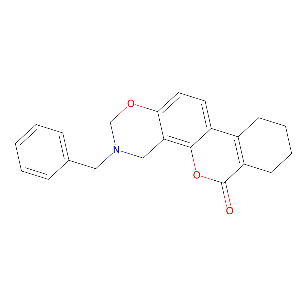 3-benzyl-3,4,7,8,9,10-hexahydro-2H,6H-benzo[3,4]chromeno[8,7-e][1,3]oxazin-6-one molecular structure, CAS 849005-83-0