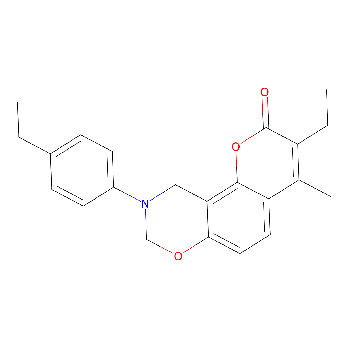3-ethyl-9-(4-ethylphenyl)-4-methyl-9,10-dihydro-2H,8H-chromeno[8,7-e][1,3]oxazin-2-one molecular structure, CAS 849007-04-1