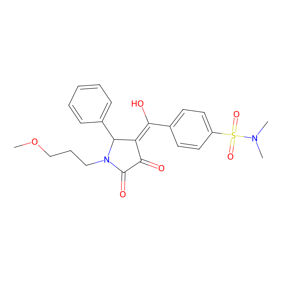 4-[4-hydroxy-1-(3-methoxypropyl)-5-oxo-2-phenyl-2,5-dihydro-1H-pyrrole-3-carbonyl]-N,N-dimethylbenzene-1-sulfonamide molecular structure, CAS 849007-09-6