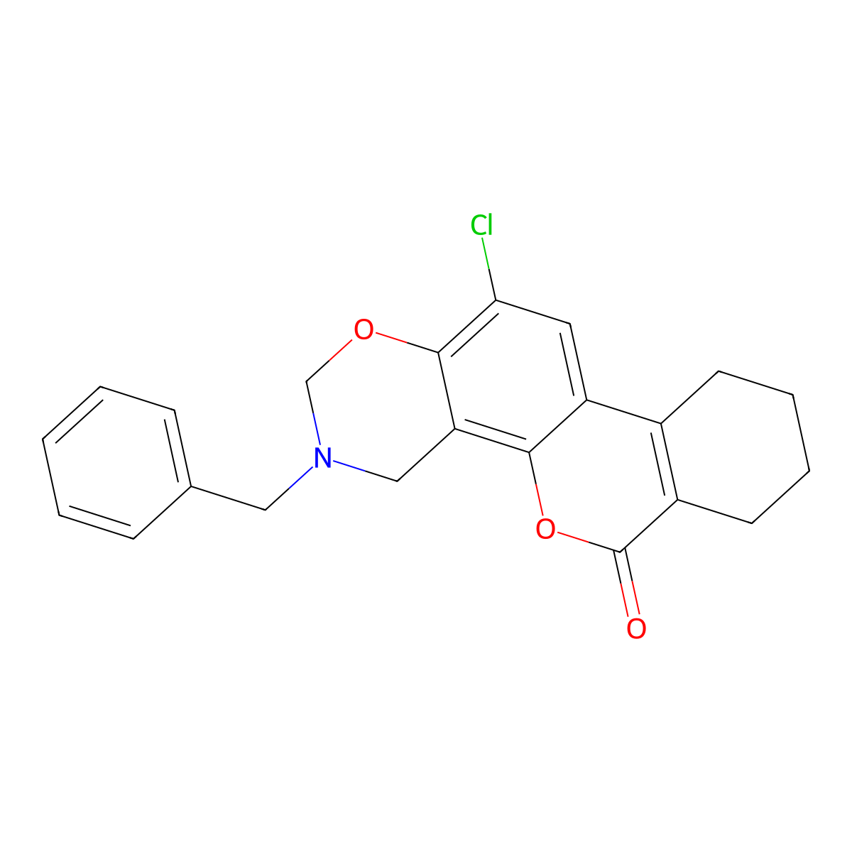 3-benzyl-12-chloro-3,4,7,8,9,10-hexahydro-2H,6H-benzo[3,4]chromeno[8,7-e][1,3]oxazin-6-one molecular structure, CAS 849007-53-0