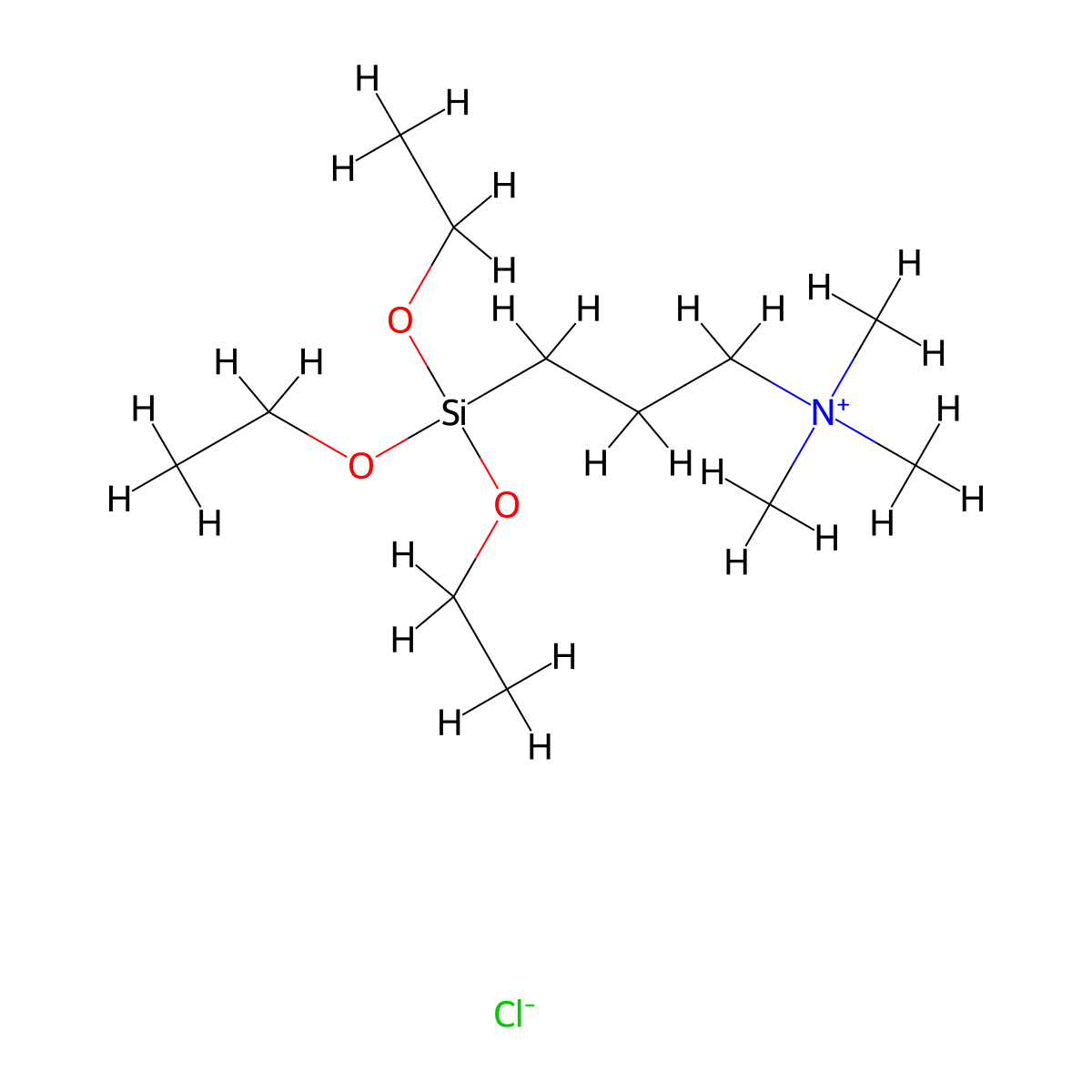 Triethoxysilylpropyltrimethylammonium chloride molecular structure, CAS 84901-27-9