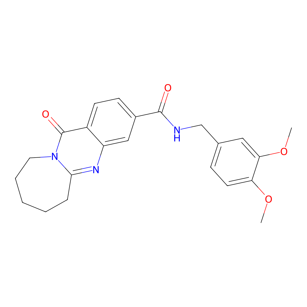 N-(3,4-dimethoxybenzyl)-12-oxo-6,7,8,9,10,12-hexahydroazepino[2,1-b]quinazoline-3-carboxamide molecular structure, CAS 849010-03-3