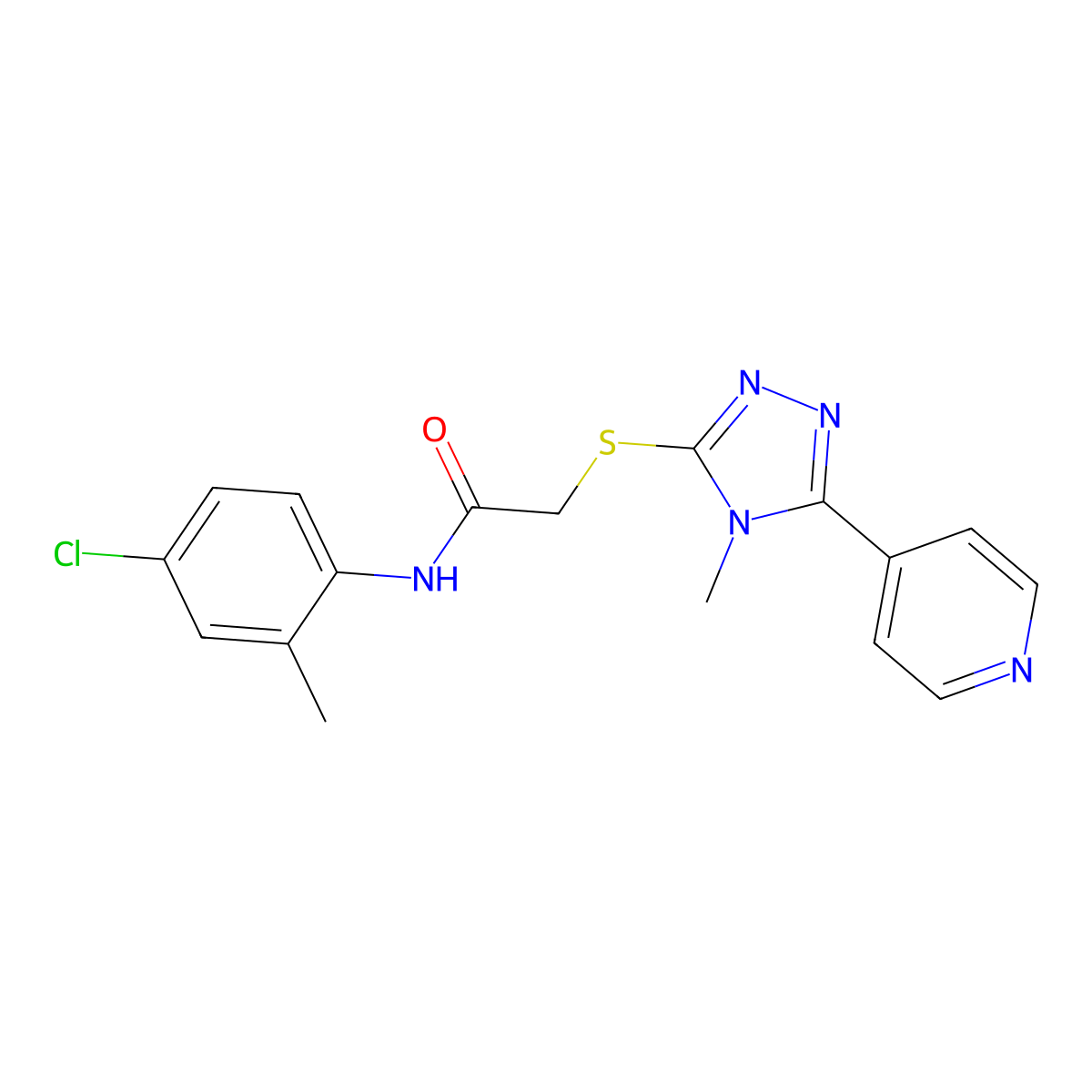 N-(4-chloro-2-methylphenyl)-2-[(4-methyl-5-pyridin-4-yl-1,2,4-triazol-3-yl)sulfanyl]acetamide molecular structure, CAS 849010-08-8
