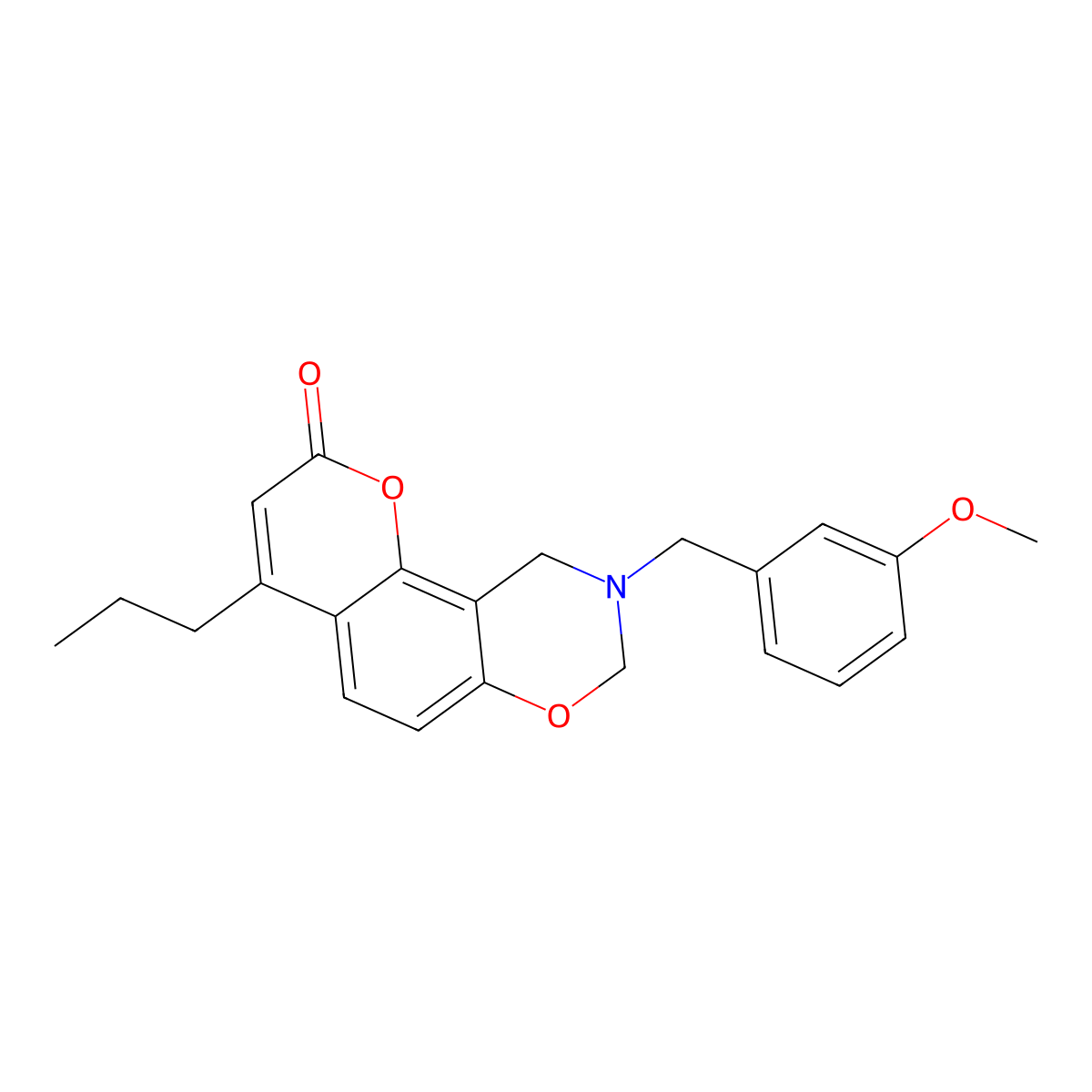 9-(3-methoxybenzyl)-4-propyl-9,10-dihydro-2H,8H-chromeno[8,7-e][1,3]oxazin-2-one molecular structure, CAS 849011-55-8