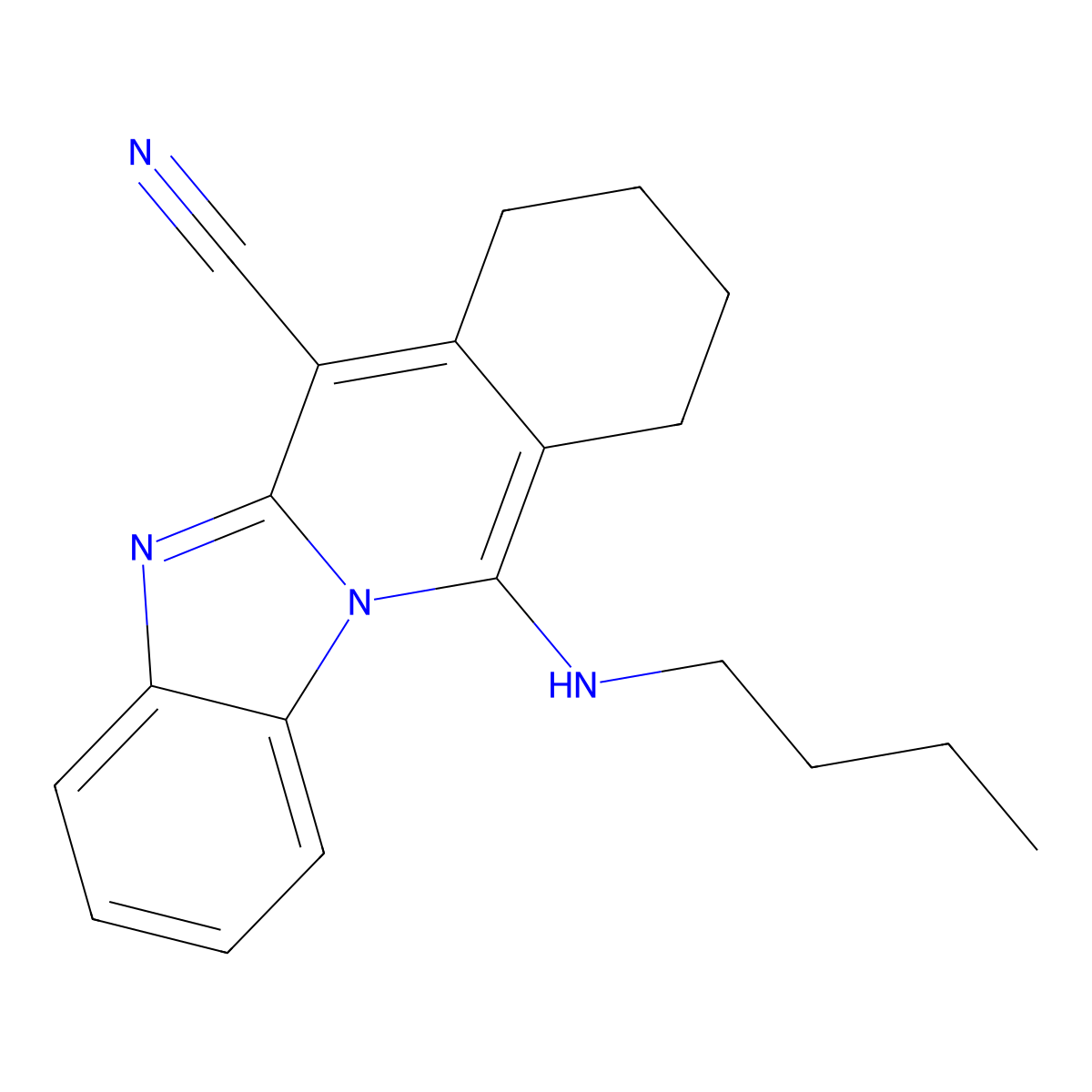11-(Butylamino)-7,8,9,10-tetrahydrobenzimidazo[1,2-b]isoquinoline-6-carbonitrile molecular structure, CAS 849011-64-9