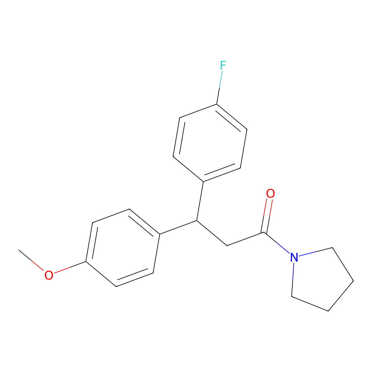 3-(4-Fluorophenyl)-3-(4-methoxyphenyl)-1-pyrrolidin-1-ylpropan-1-one molecular structure, CAS 849017-52-3