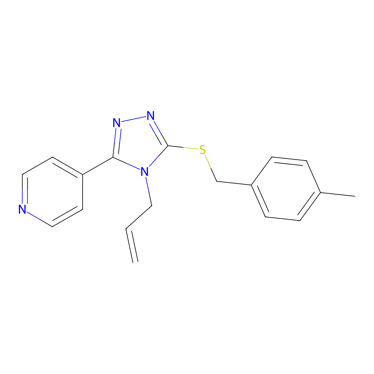 4-[5-[(4-Methylphenyl)methylsulfanyl]-4-prop-2-enyl-1,2,4-triazol-3-yl]pyridine molecular structure, CAS 849018-07-1