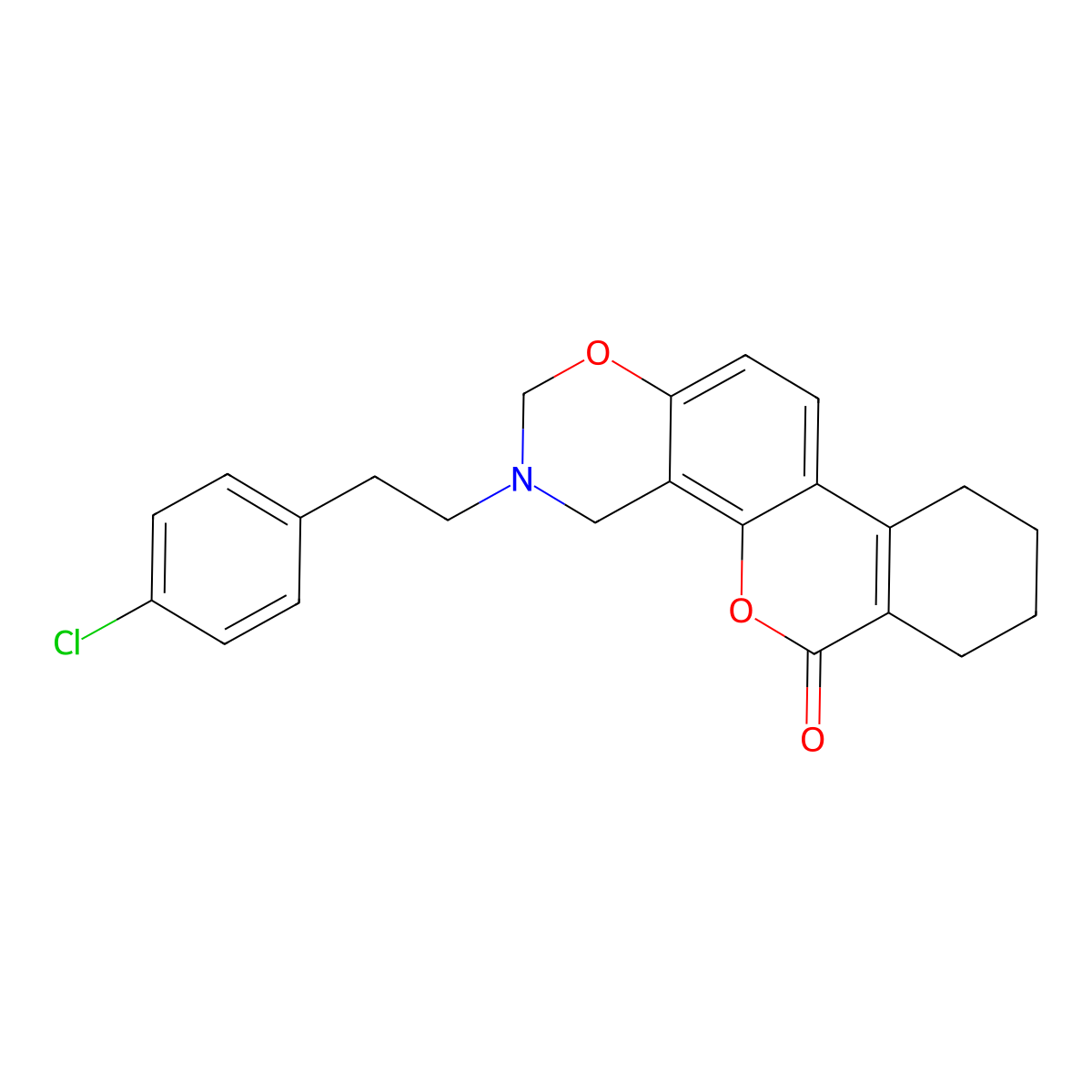 3-[2-(4-chlorophenyl)ethyl]-3,4,7,8,9,10-hexahydro-2H,6H-benzo[3,4]chromeno[8,7-e][1,3]oxazin-6-one molecular structure, CAS 849018-40-2