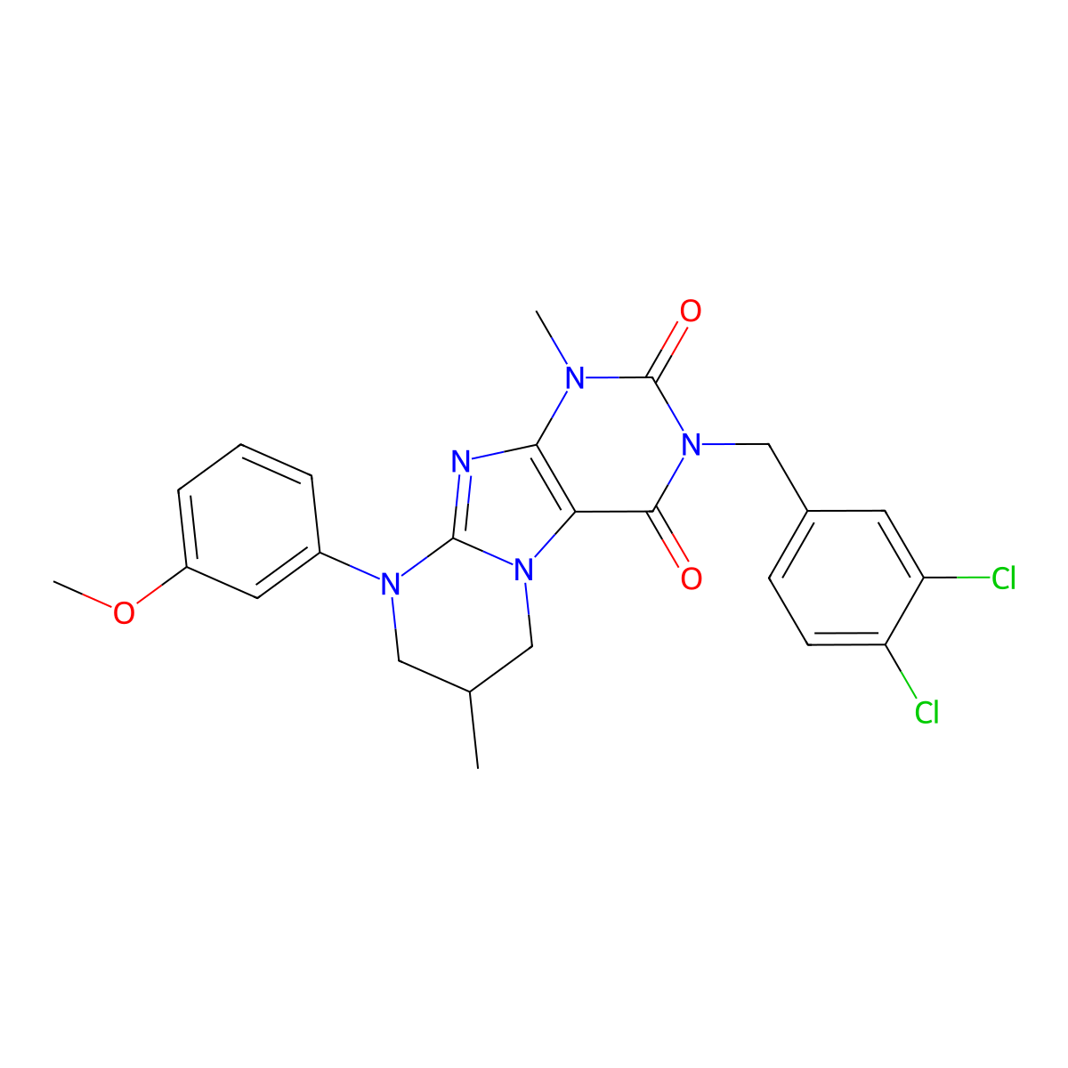 3-[(3,4-dichlorophenyl)methyl]-9-(3-methoxyphenyl)-1,7-dimethyl-7,8-dihydro-6H-purino[7,8-a]pyrimidine-2,4-dione molecular structure, CAS 849018-66-2