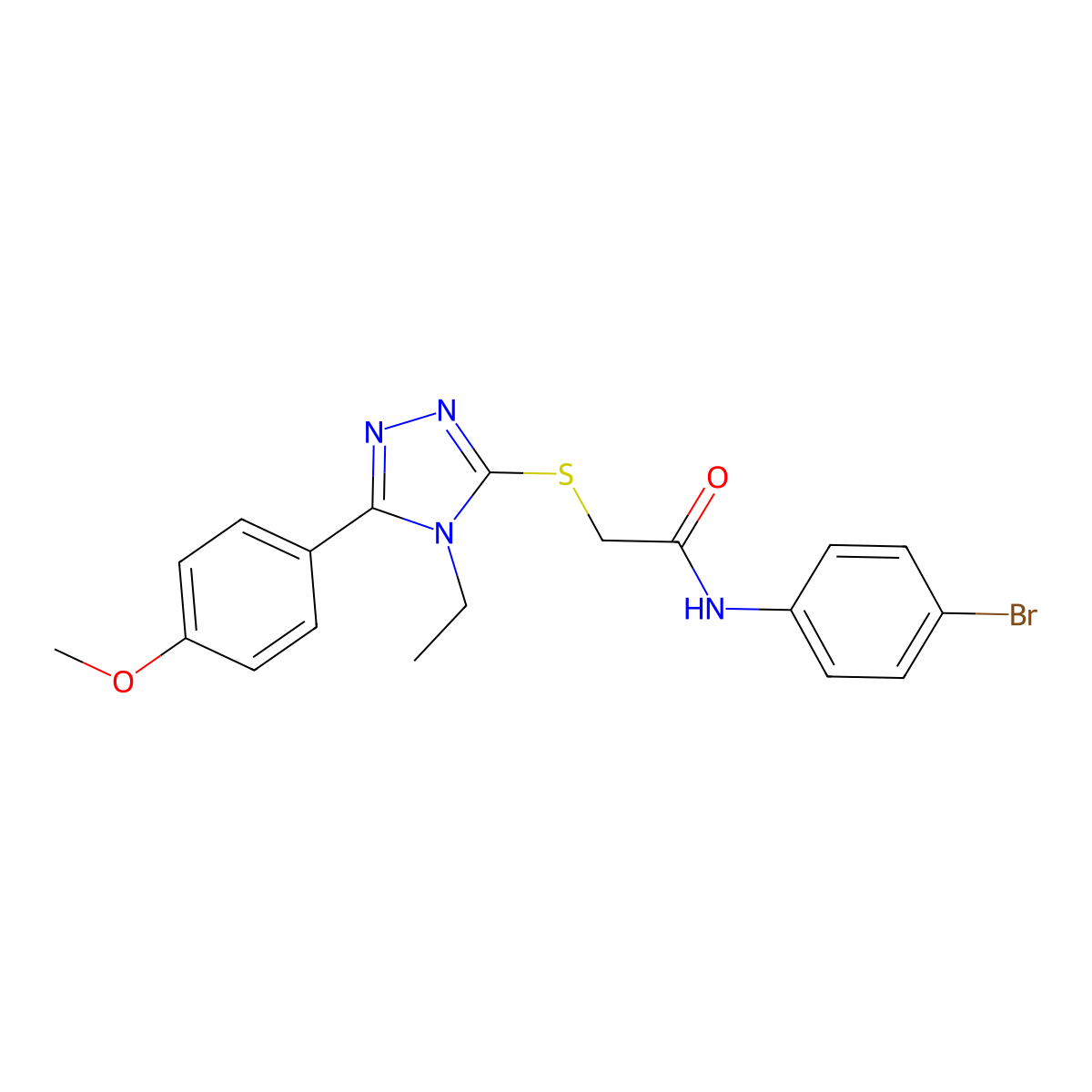 N-(4-bromophenyl)-2-{[4-ethyl-5-(4-methoxyphenyl)-4H-1,2,4-triazol-3-yl]sulfanyl}acetamide molecular structure, CAS 849019-34-7
