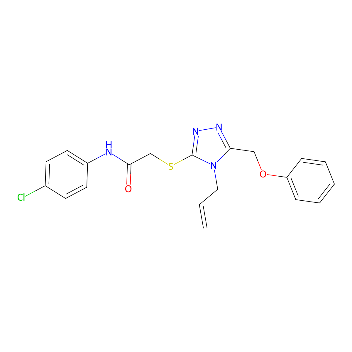 N-(4-chlorophenyl)-2-{[5-(phenoxymethyl)-4-(prop-2-en-1-yl)-4H-1,2,4-triazol-3-yl]sulfanyl}acetamide molecular structure, CAS 849019-92-7