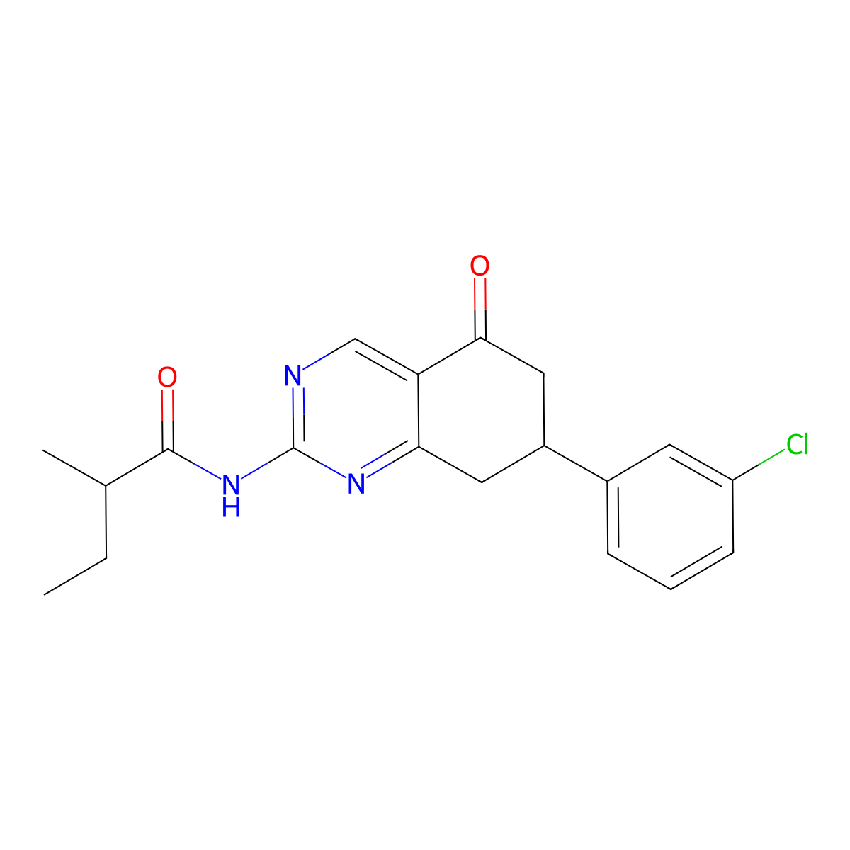 N-[7-(3-chlorophenyl)-5-oxo-5,6,7,8-tetrahydroquinazolin-2-yl]-2-methylbutanamide molecular structure, CAS 849020-41-3