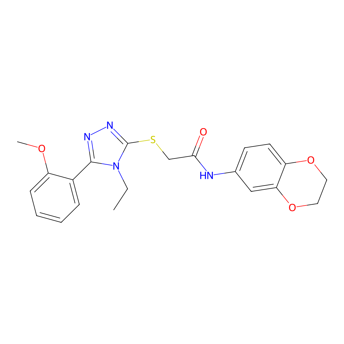 N-(2,3-dihydro-1,4-benzodioxin-6-yl)-2-{[4-ethyl-5-(2-methoxyphenyl)-4H-1,2,4-triazol-3-yl]sulfanyl}acetamide molecular structure, CAS 849020-91-3