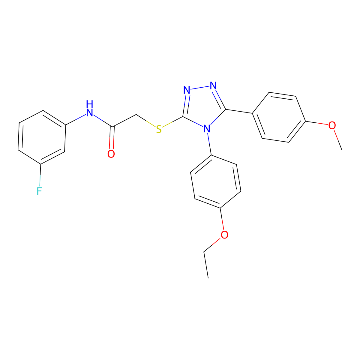 2-{[4-(4-ethoxyphenyl)-5-(4-methoxyphenyl)-4H-1,2,4-triazol-3-yl]sulfanyl}-N-(3-fluorophenyl)acetamide molecular structure, CAS 849020-95-7