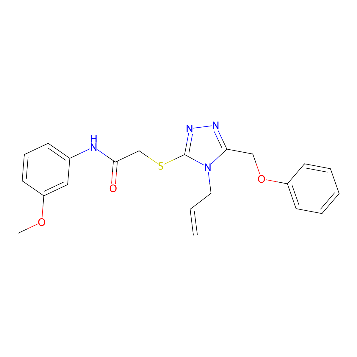 N-(3-Methoxyphenyl)-2-[[5-(phenoxymethyl)-4-(2-propen-1-yl)-4H-1,2,4-triazol-3-yl]thio]acetamide molecular structure, CAS 849021-05-2