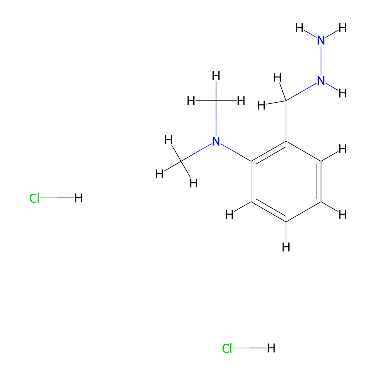 2-(hydrazinylmethyl)-N,N-dimethylaniline dihydrochloride molecular structure, CAS 849021-12-1