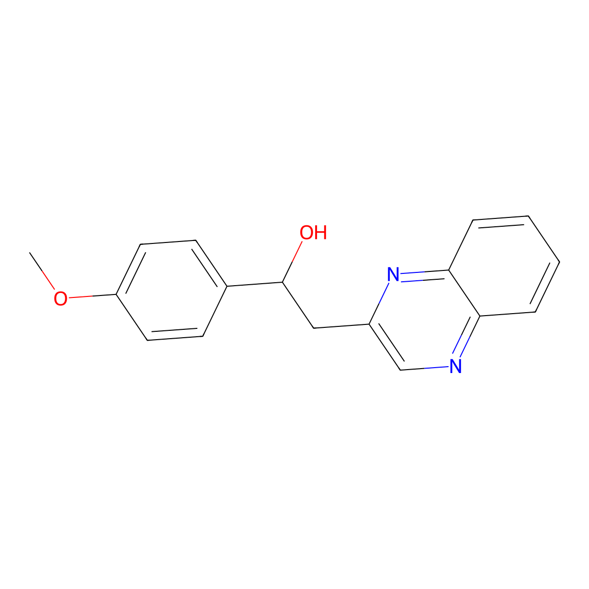 1-(4-Methoxyphenyl)-2-(quinoxalin-2-yl)ethanol molecular structure, CAS 849021-36-9